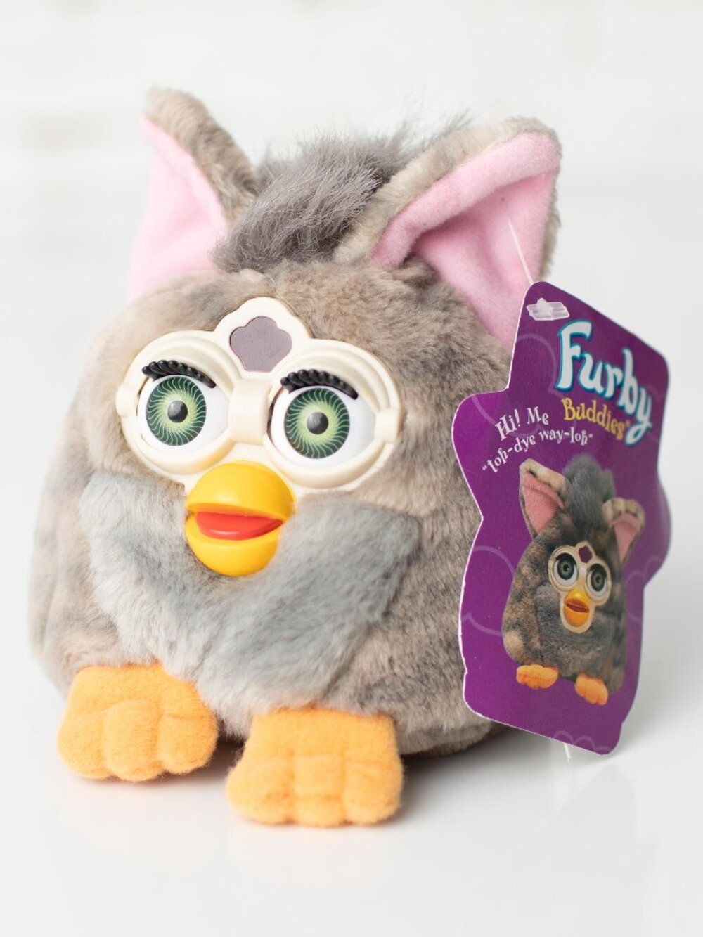 NWT 1999 Vintage Tiger Electronics Furby Buddies Plush Toy May-May Kah Gray Wht